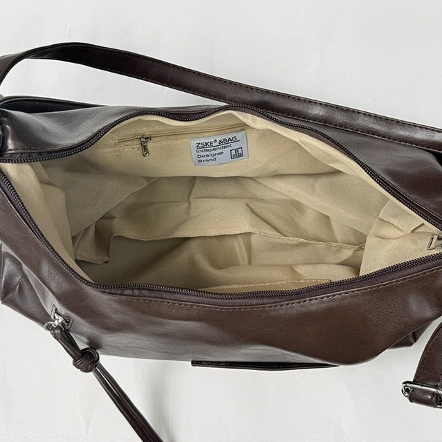 VILZSTUDIOS dark brown decorative buckle hobo bag