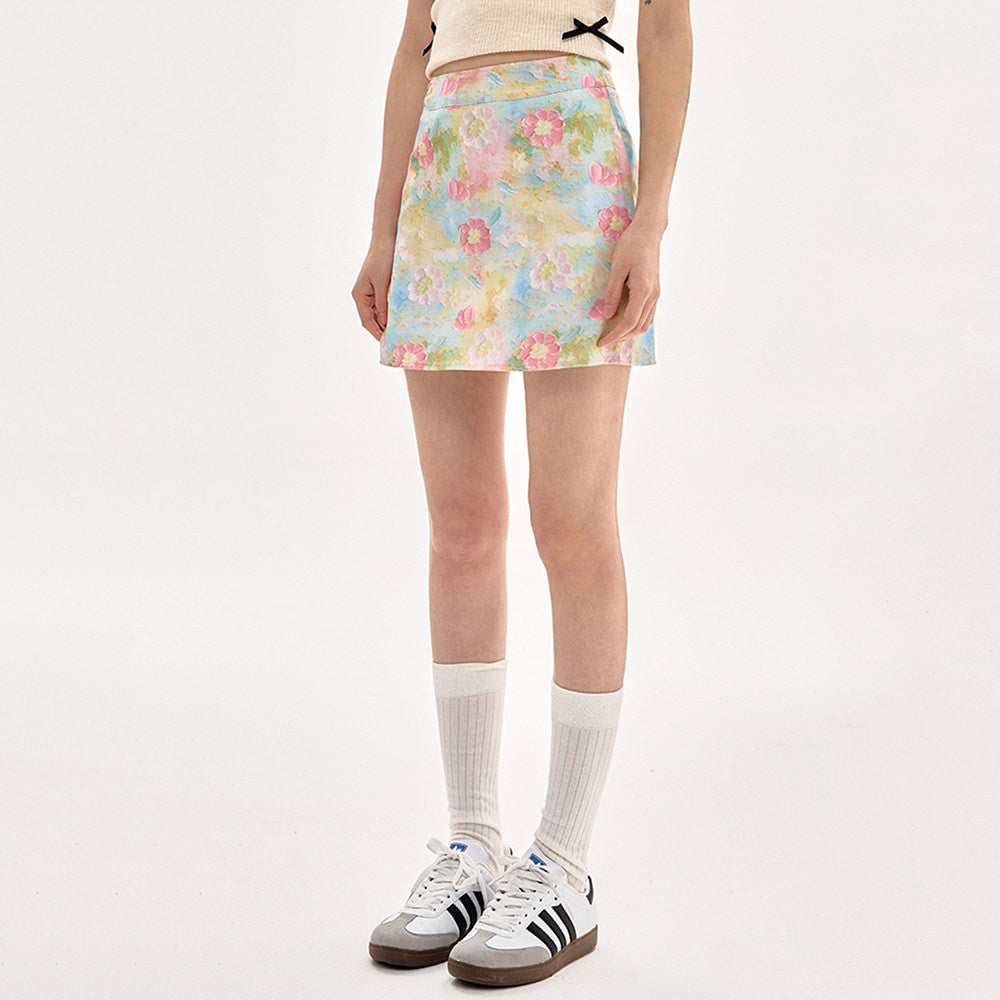 VILZSTUDIOS Floral mini skirt with watercolor prints