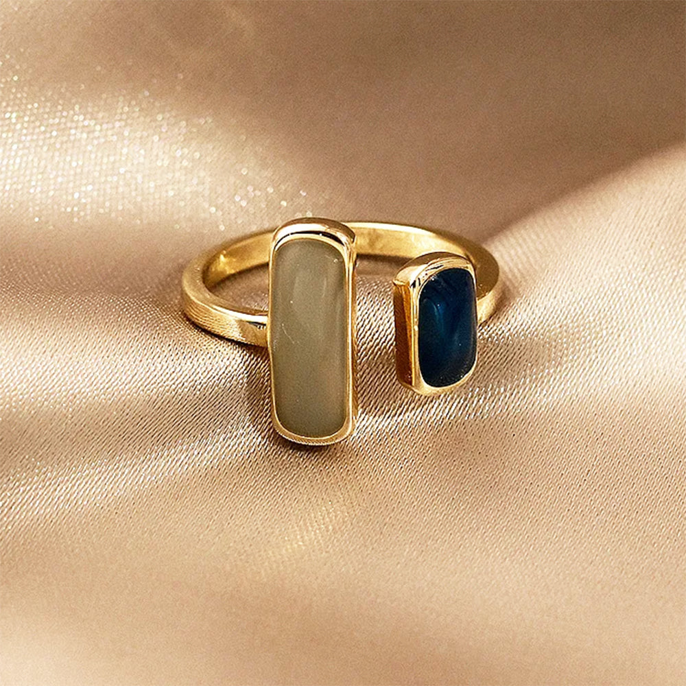 VILZSTUDIOS Stylish adjustable dual gemstone ring