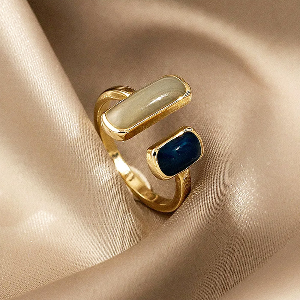 VILZSTUDIOS Stylish adjustable dual gemstone ring