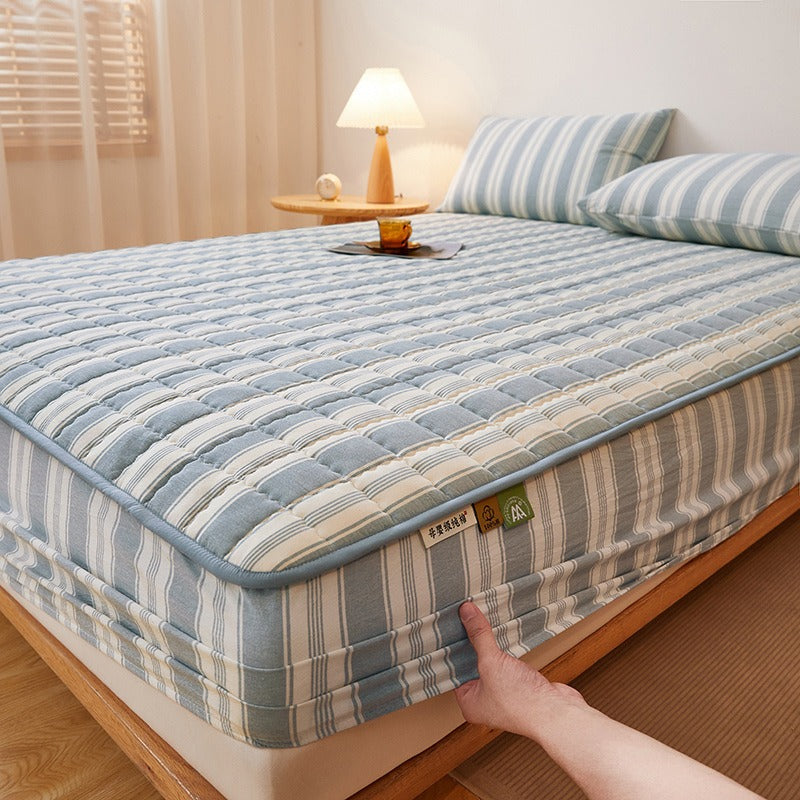 Dusty Blue Check Fitted Sheet