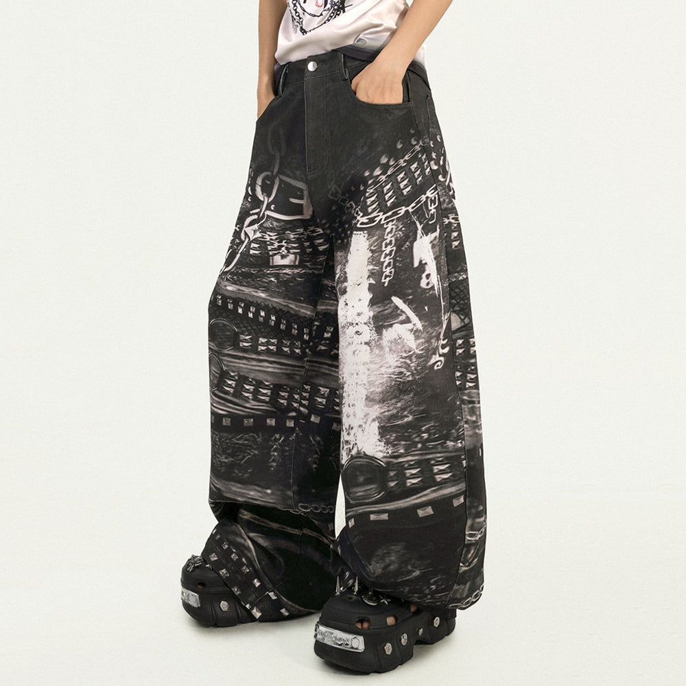 VILZSTUDIOS Wide trousers with chain print design