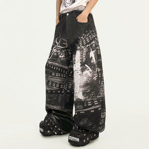 VILZSTUDIOS Wide trousers with chain print design