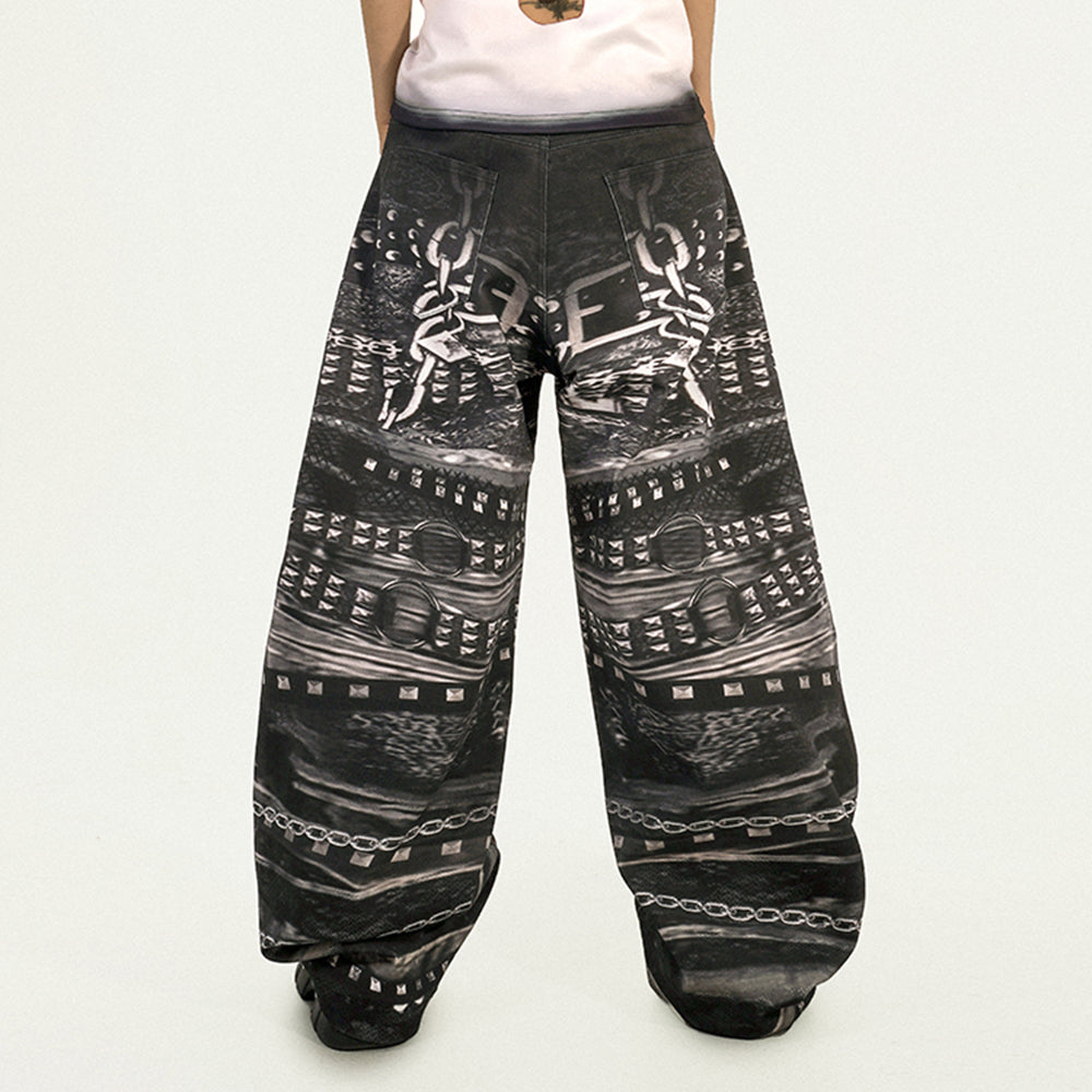 VILZSTUDIOS Wide trousers with chain print design