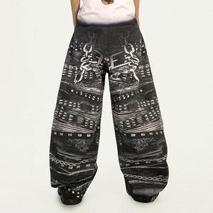 VILZSTUDIOS Wide trousers with chain print design