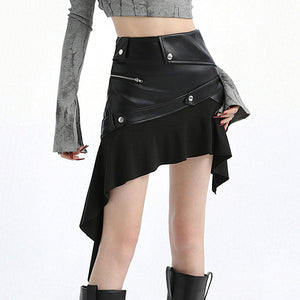 VILZSTUDIOS Asymmetric vegan leather skirt for streetwear fashion