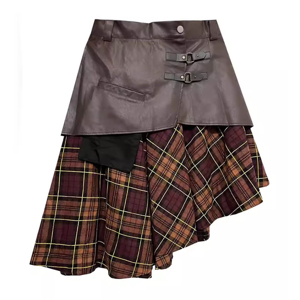 VILZSTUDIOS Edgy asymmetrical plaid skirt from VILZSTUDIOS