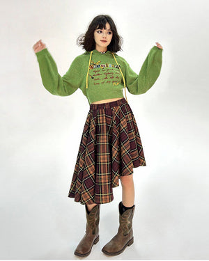 VILZSTUDIOS Edgy asymmetrical plaid skirt from VILZSTUDIOS