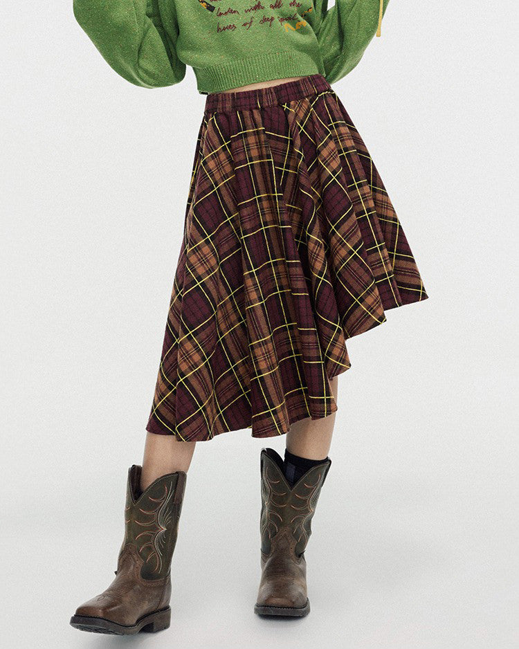 VILZSTUDIOS Edgy asymmetrical plaid skirt from VILZSTUDIOS