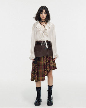 VILZSTUDIOS Edgy asymmetrical plaid skirt from VILZSTUDIOS