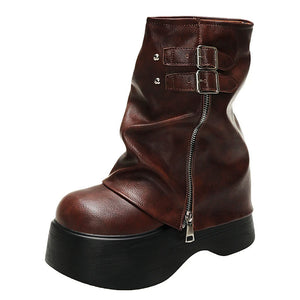 VILZSTUDIOS Stylish high shaft platform boots with buckles