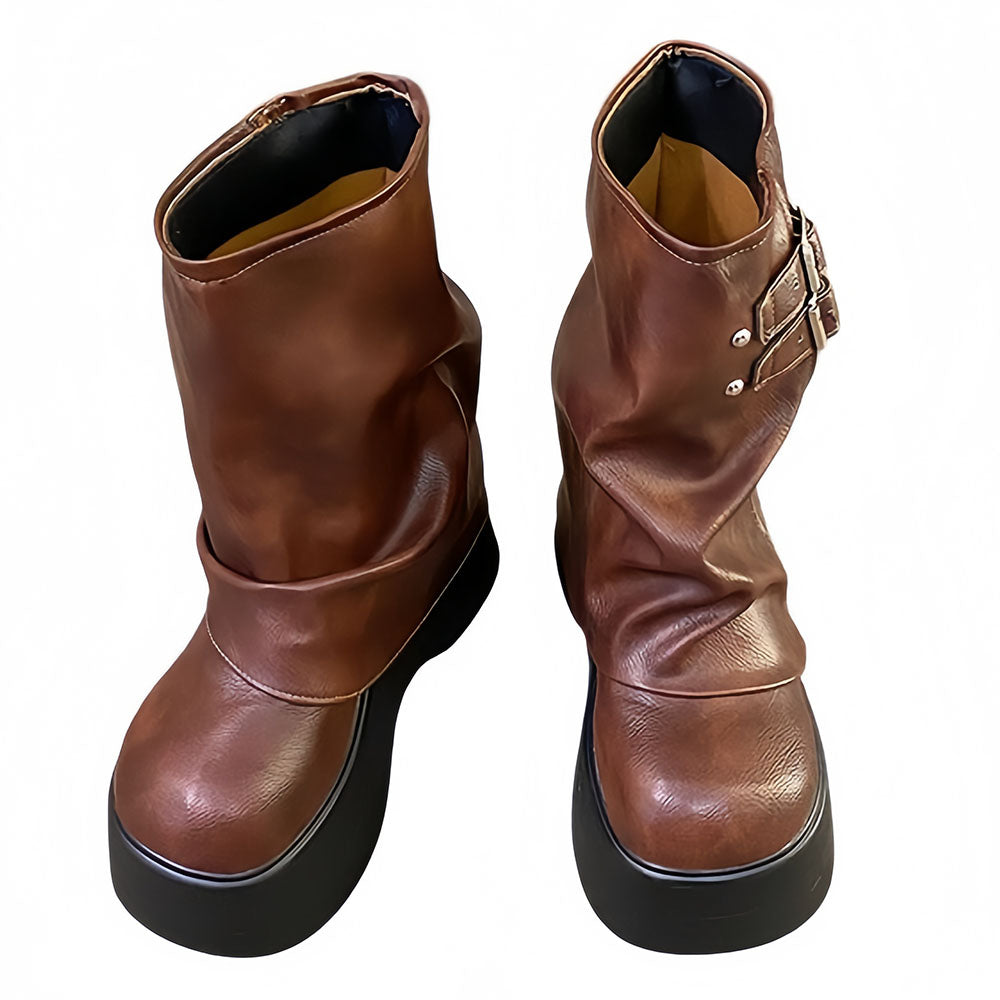 VILZSTUDIOS Stylish high shaft platform boots with buckles