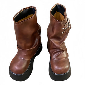 VILZSTUDIOS Stylish high shaft platform boots with buckles