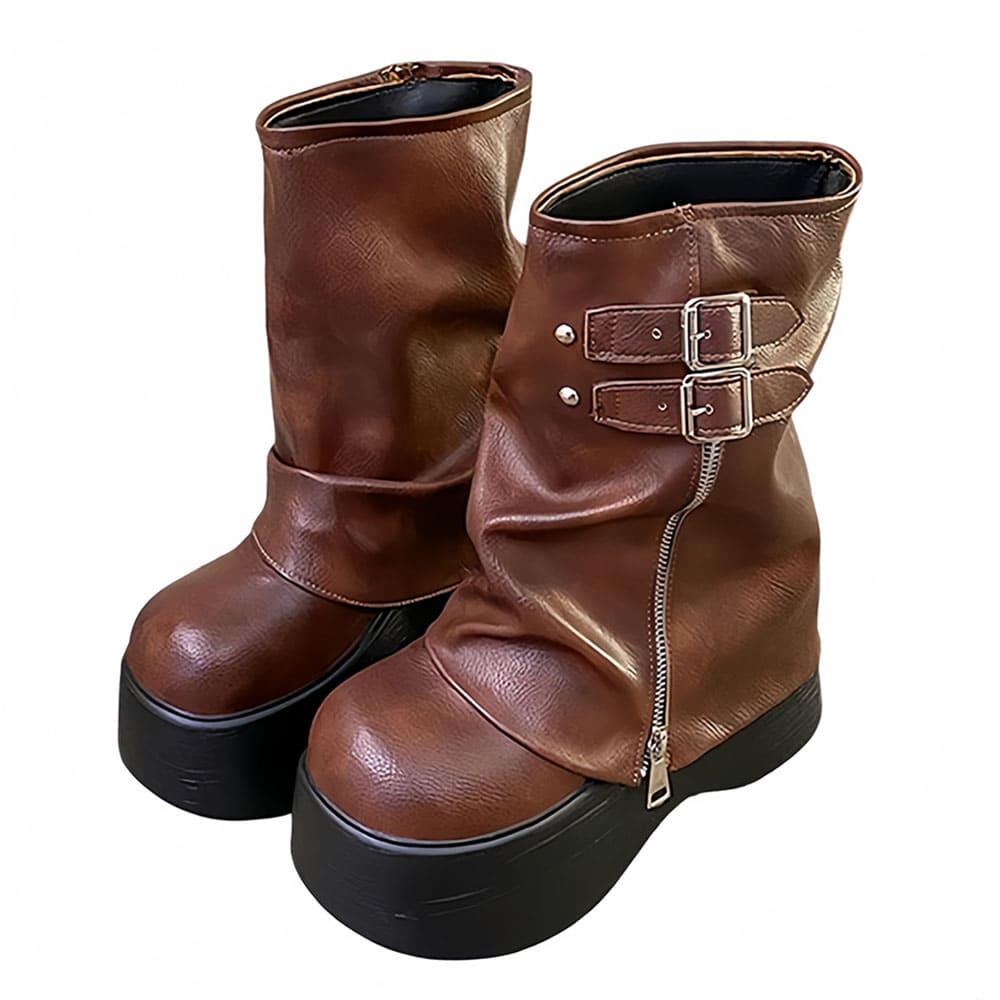 VILZSTUDIOS Stylish high shaft platform boots with buckles