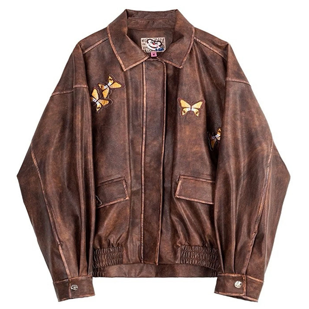 VILZSTUDIOS Vegan leather jacket with butterfly patches