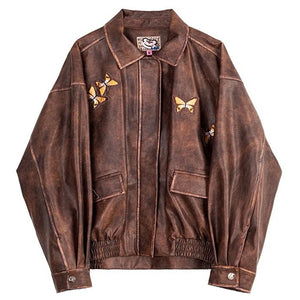 VILZSTUDIOS Vegan leather jacket with butterfly patches