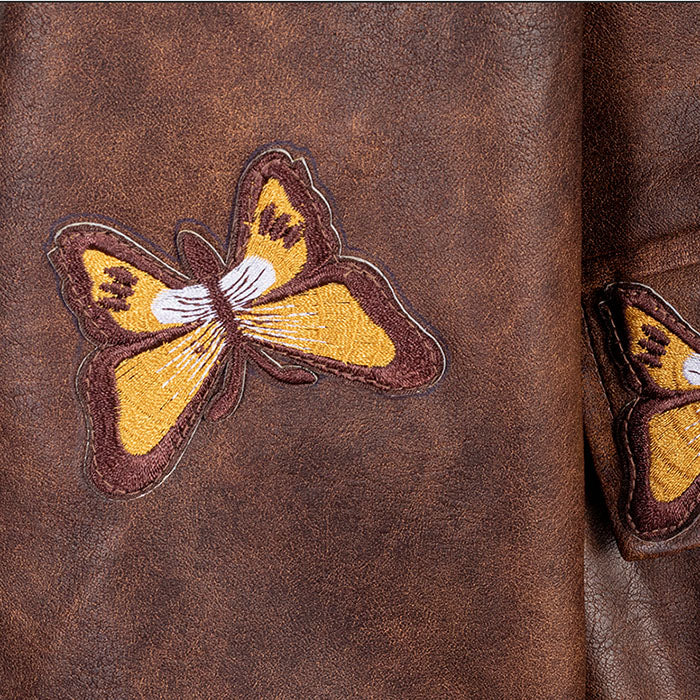 VILZSTUDIOS Vegan leather jacket with butterfly patches