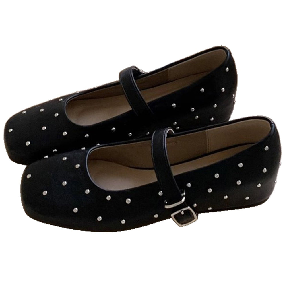 VILZSTUDIOS Stylish studded Mary Jane flats for fashion enthusiasts