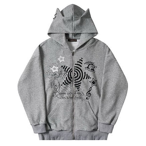 VILZSTUDIOS Stylish cut-out shoulder pullover sweatshirt
