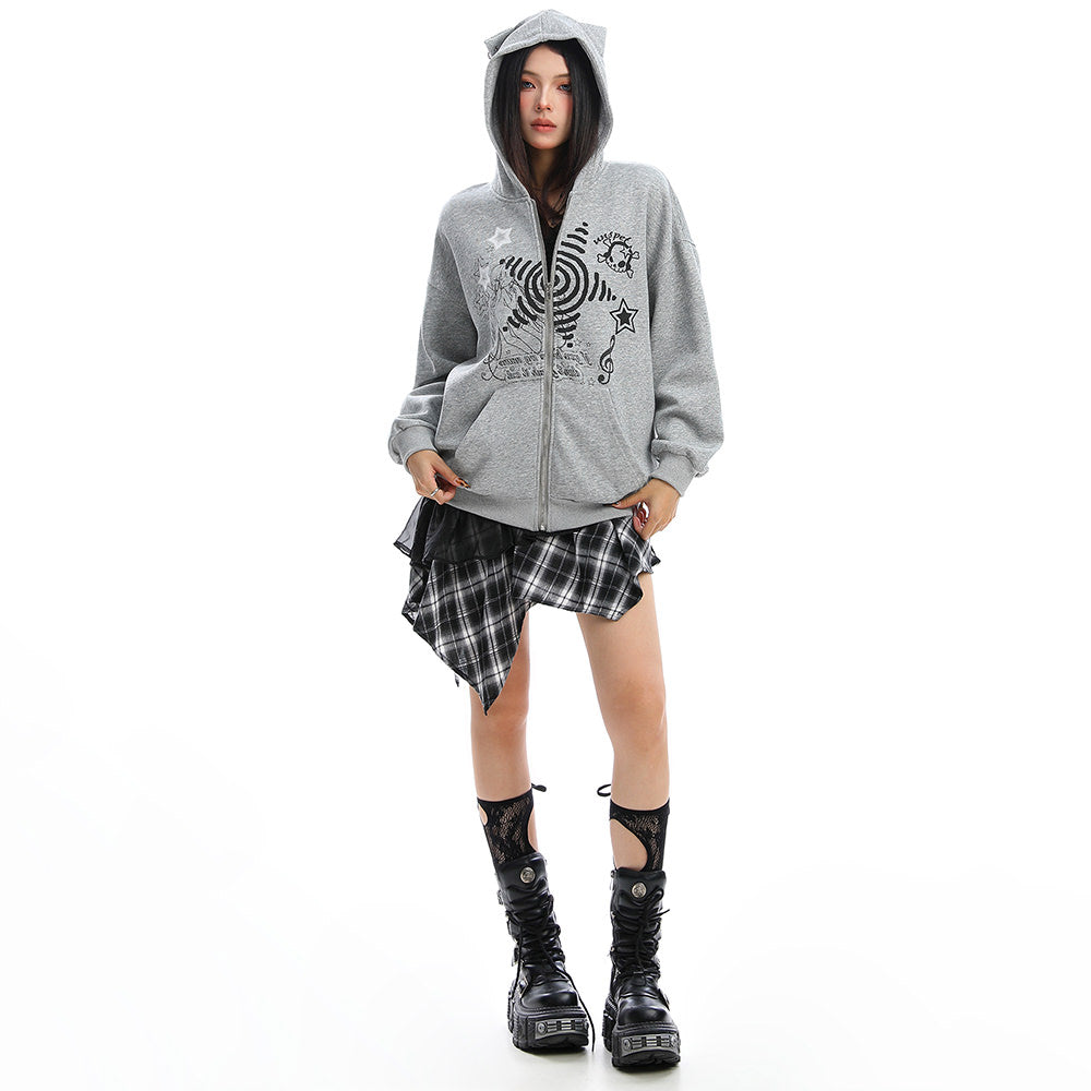 VILZSTUDIOS Stylish cut-out shoulder pullover sweatshirt