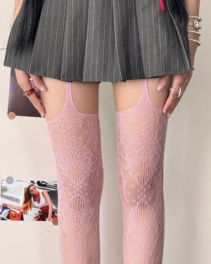 VILZSTUDIOS Stylish suspender tights with lace design