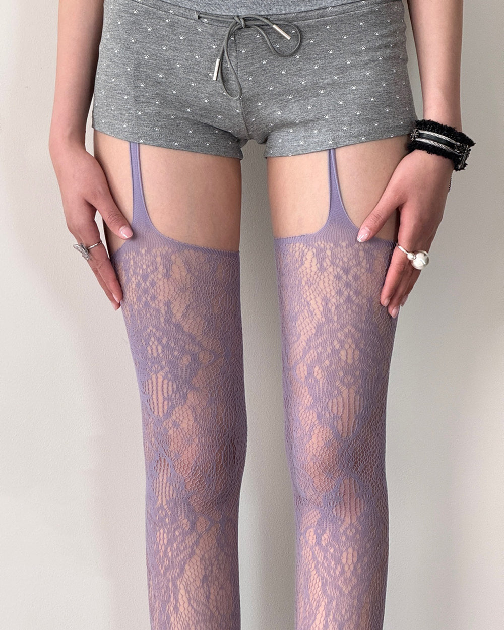 VILZSTUDIOS Stylish suspender tights with lace design