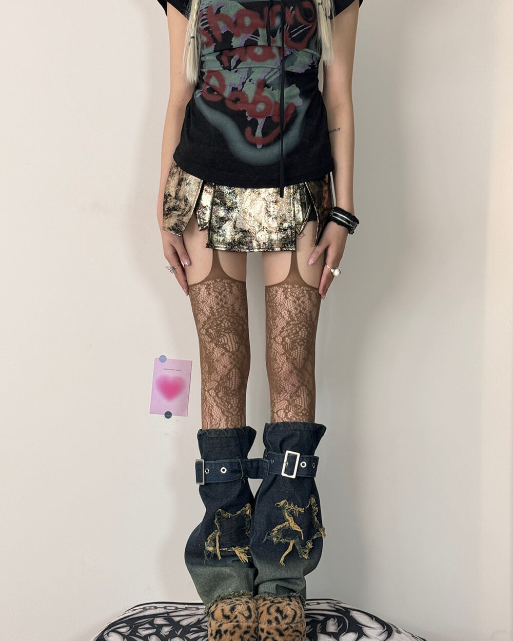 VILZSTUDIOS Stylish suspender tights with lace design