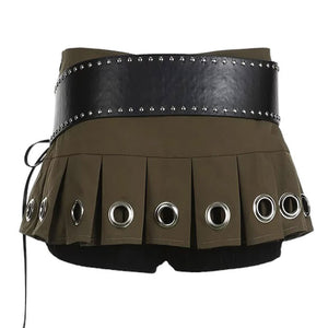 VILZSTUDIOS Edgy Eyelet Pleated Mini Skirt from VILZSTUDIOS