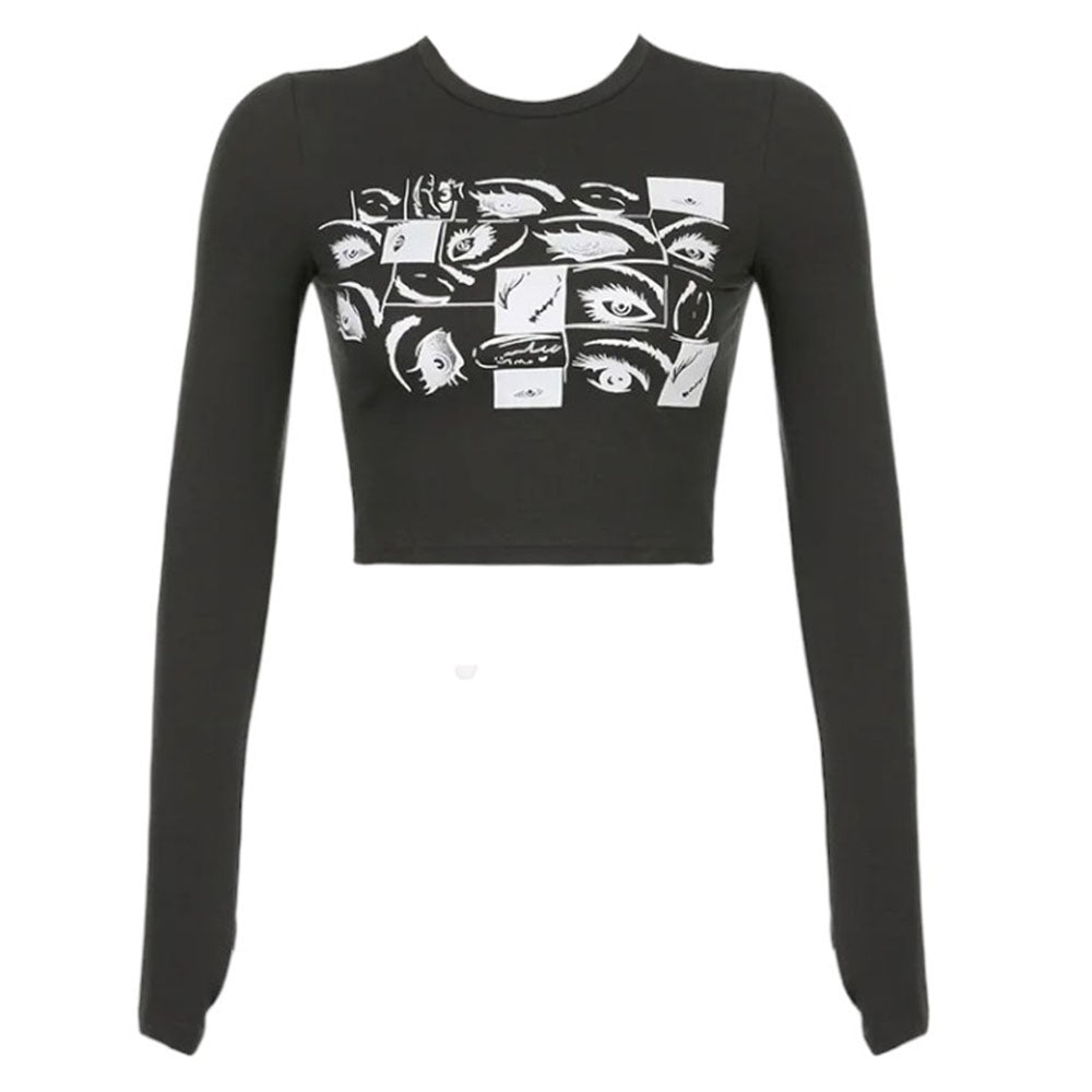 VILZSTUDIOS Edgy long sleeve tee with eye graphic design