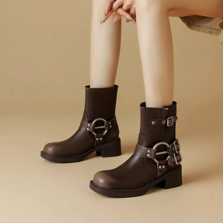 VILZSTUDIOS Edgy Sleaze Buckled Motorcycle Boots product image