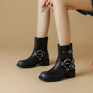 VILZSTUDIOS Edgy Sleaze Buckled Motorcycle Boots product image