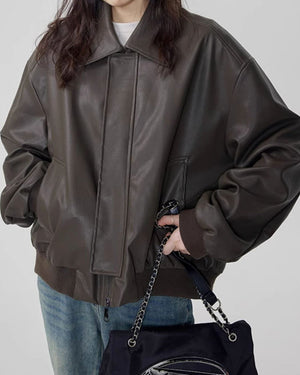 VILZSTUDIOS Leather bomber jacket for streetwear fashion
