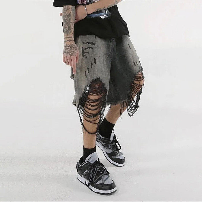 VILZSTUDIOS Denim shorts with a ripped design for a trendy look