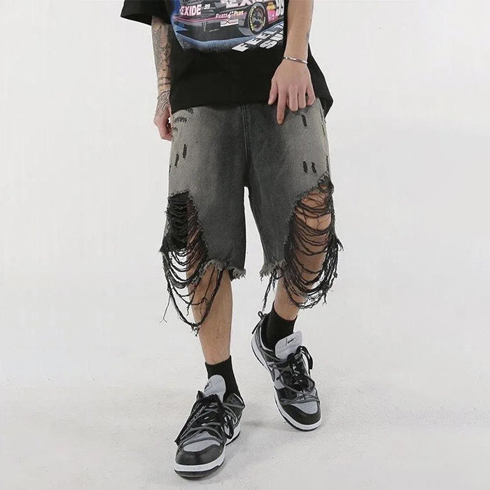 VILZSTUDIOS Denim shorts with a ripped design for a trendy look