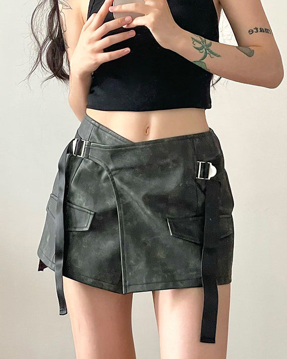 VILZSTUDIOS Edgy wrap skirt with safety belt