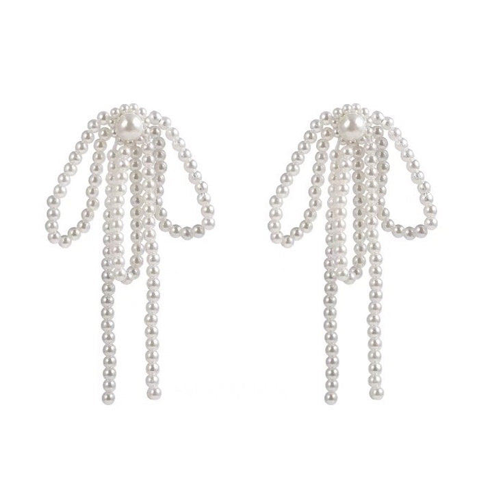 VILZSTUDIOS Elegant earrings with bow and pearl tassels
