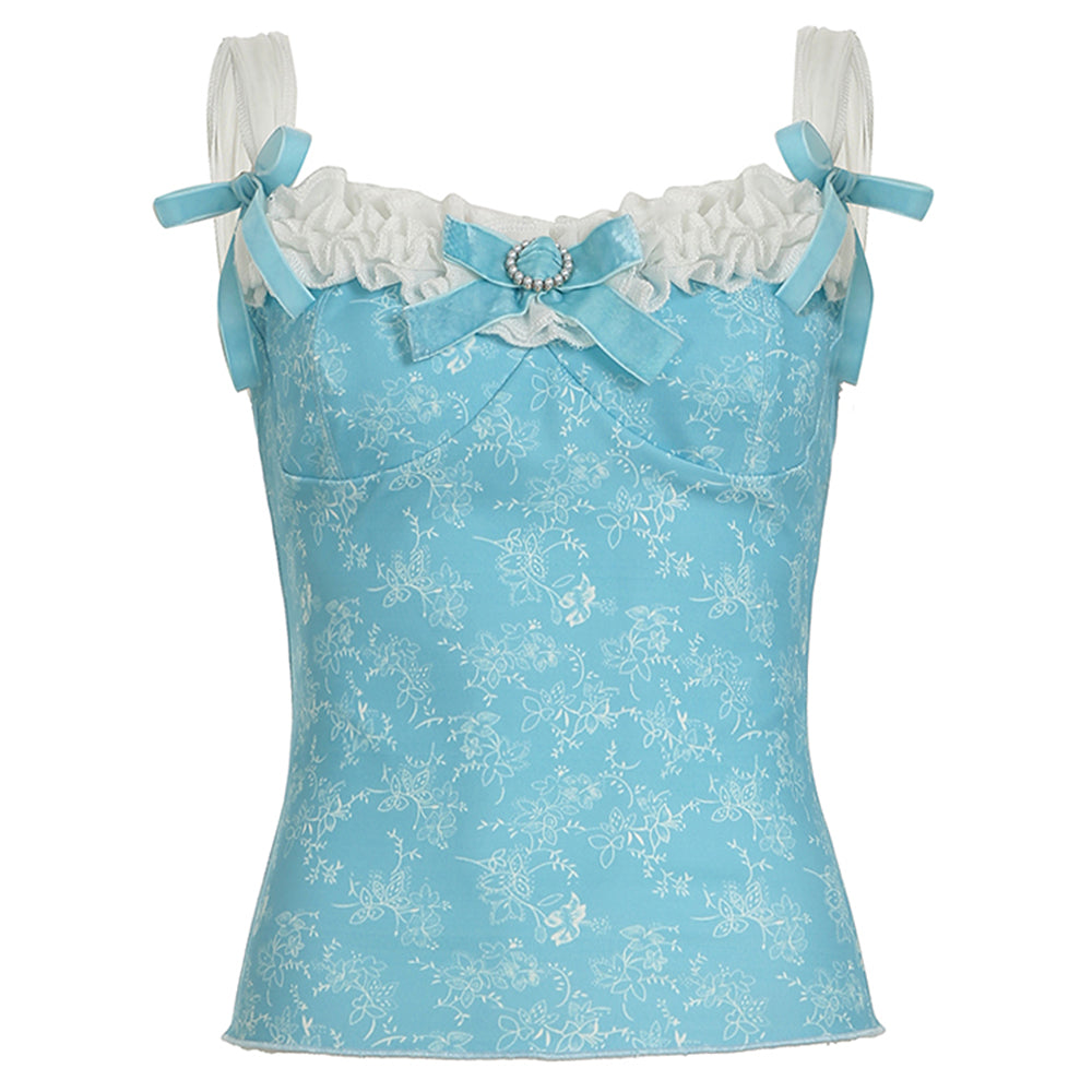 VILZSTUDIOS Elegant corset-style top with pearl details and ribbon ties
