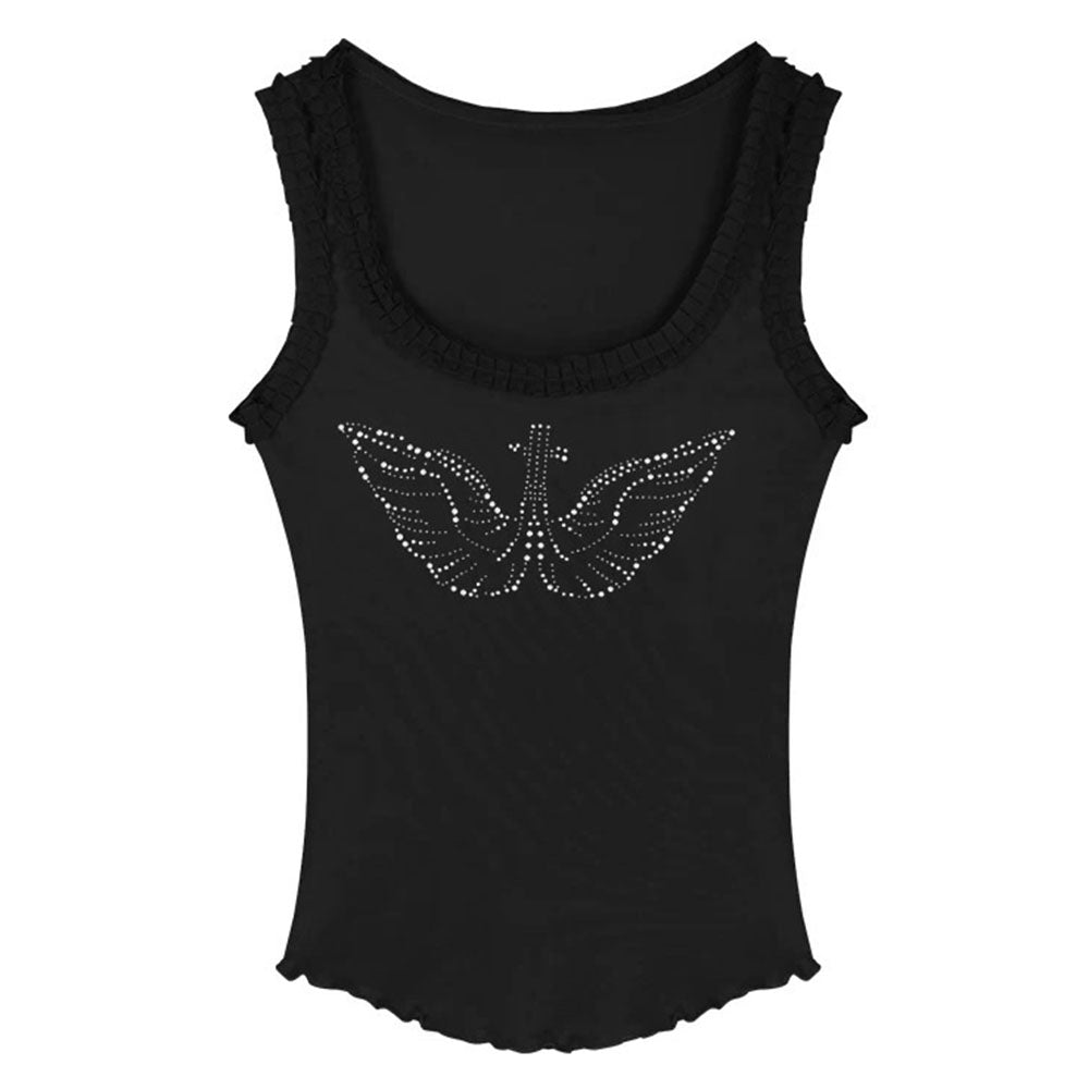 VILZSTUDIOS Embellished tank top with angel wings design