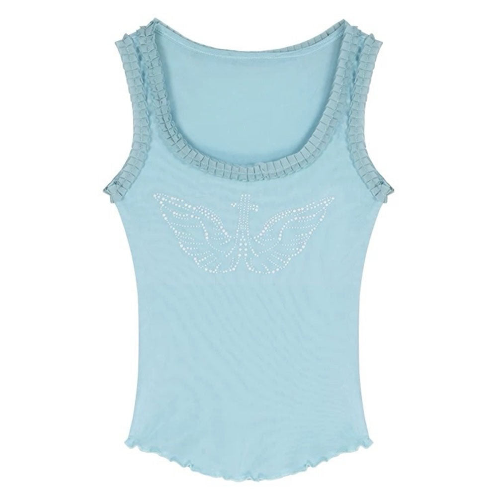 VILZSTUDIOS Embellished tank top with angel wings design