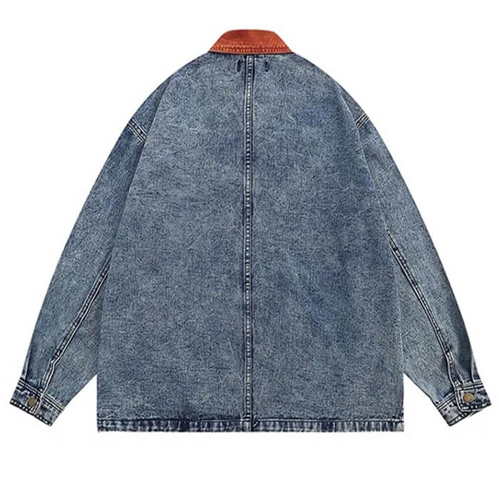VILZSTUDIOS Embroidered denim jacket with autumn leaves design