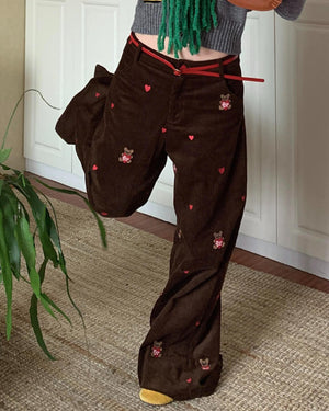 VILZSTUDIOS Embroidered corduroy trousers for streetwear style