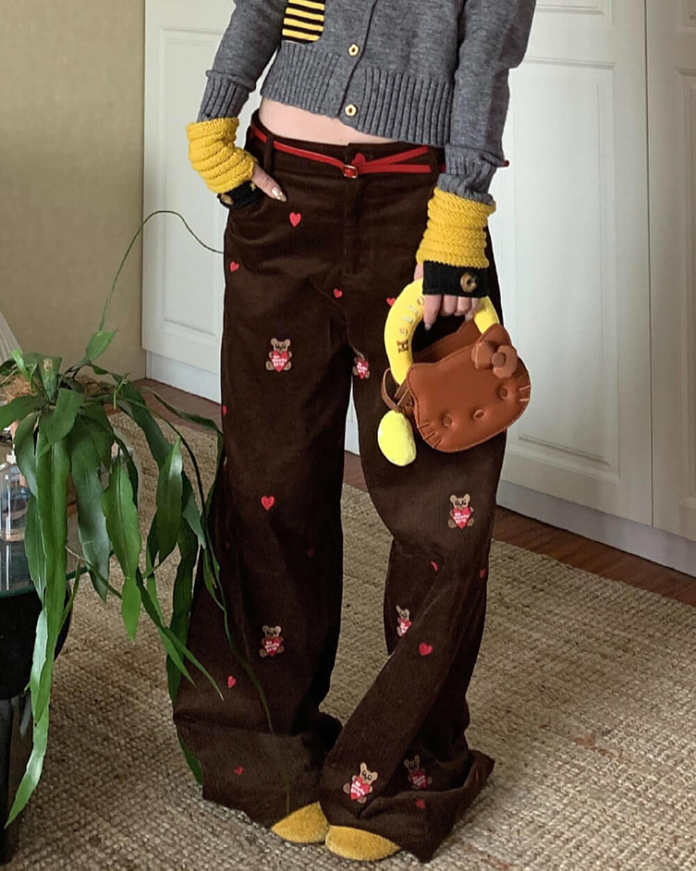 VILZSTUDIOS Embroidered corduroy trousers for streetwear style
