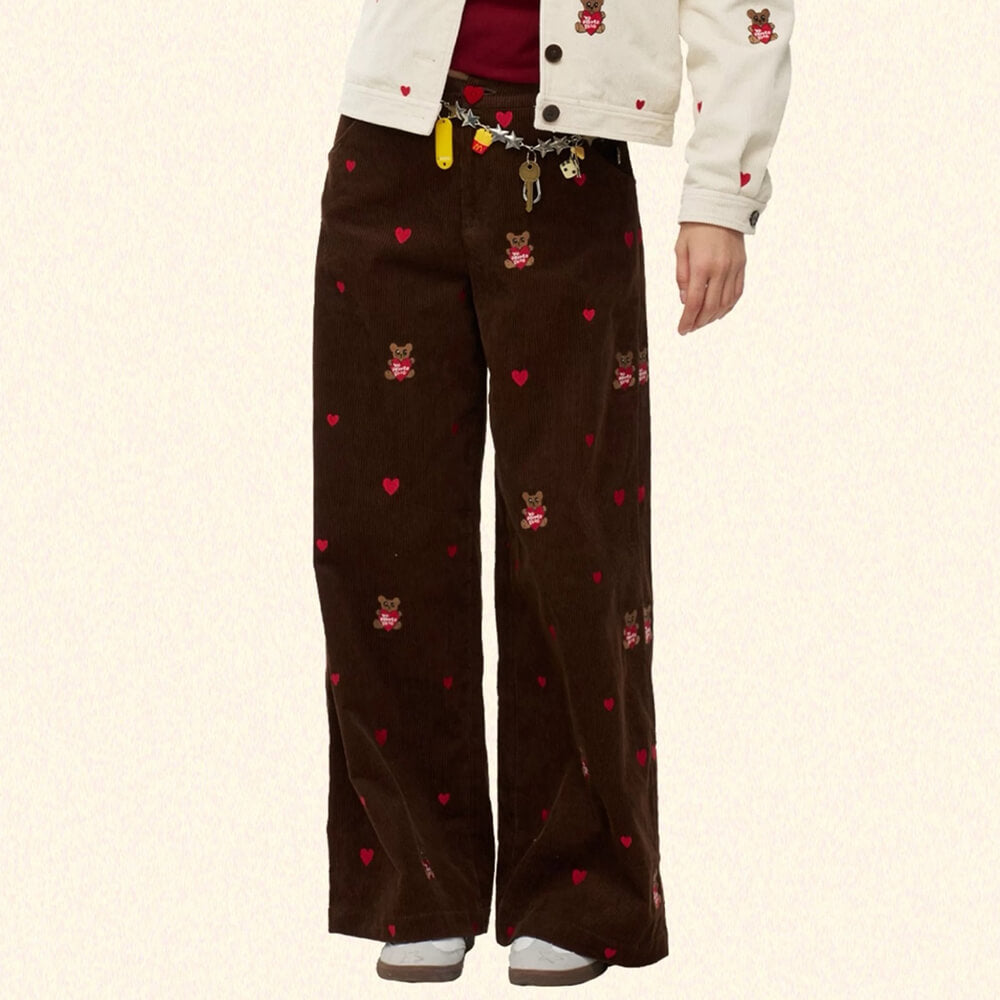 VILZSTUDIOS Embroidered corduroy trousers for streetwear style