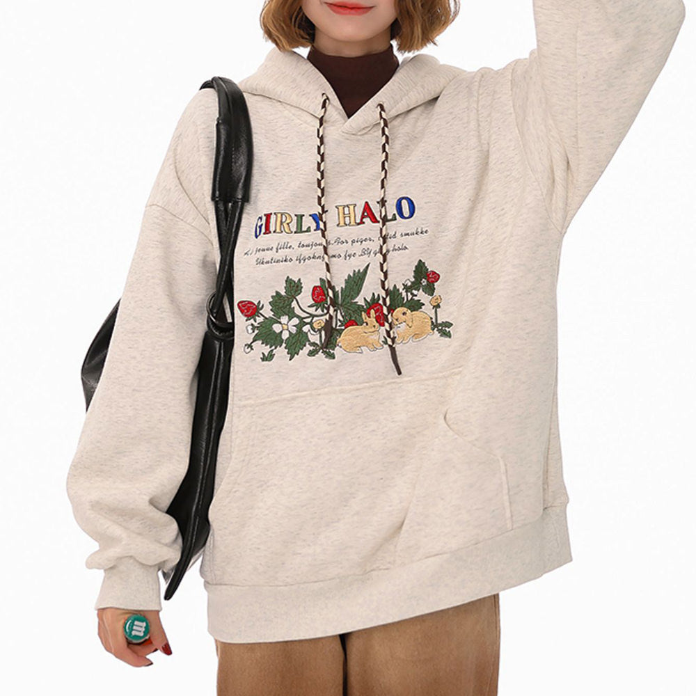 VILZSTUDIOS Embroidered oversized hoodie with bunny design