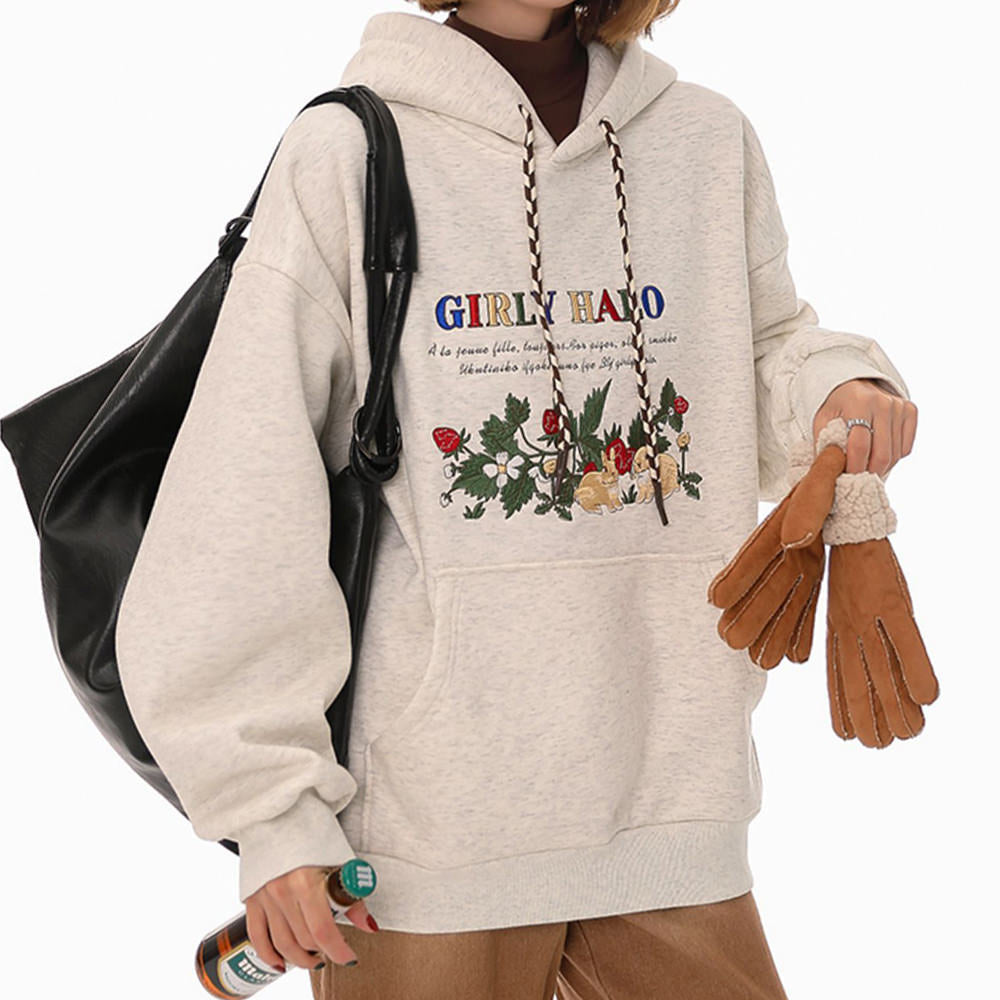 VILZSTUDIOS Embroidered oversized hoodie with bunny design
