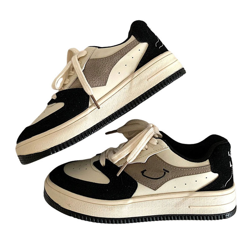 VILZSTUDIOS Stylish black sneakers with face embroidery design