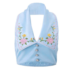 VILZSTUDIOS Embroidered satin vest with floral design