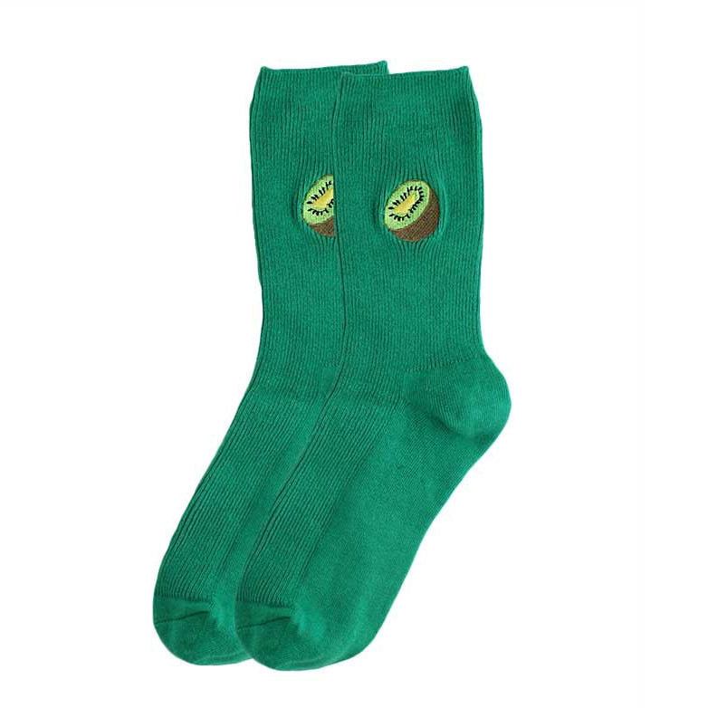 VILZSTUDIOS Embroidered kiwi socks for fashionable wear