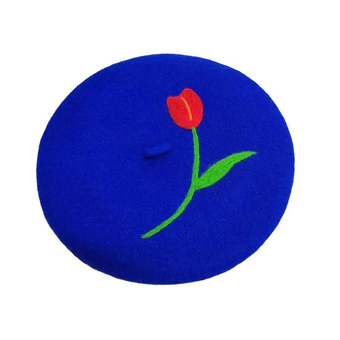 VILZSTUDIOS Stylish wool beret with embroidery