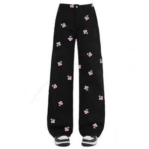 VILZSTUDIOS Stylish embroidered wide leg pants